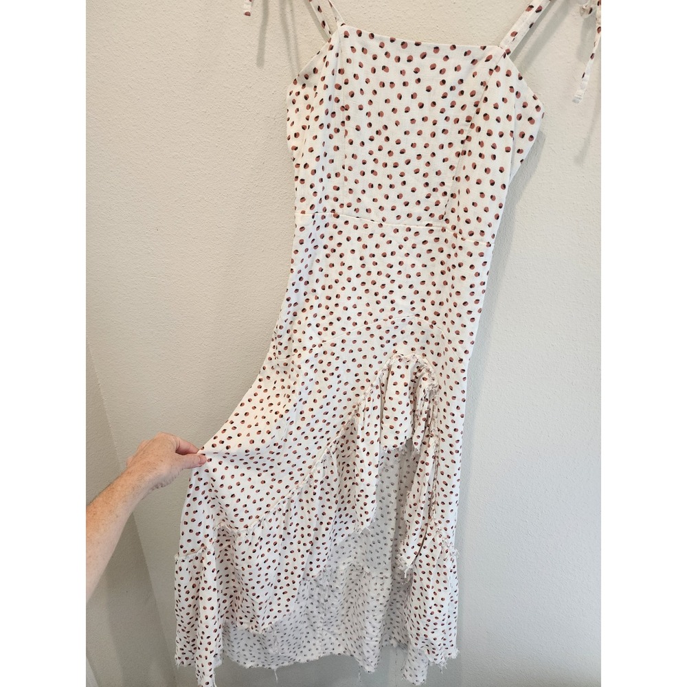 Stillwater Hola High Low Ruffle Midi Dress Linen Blend Dot WesternSize S - Picture 5 of 12